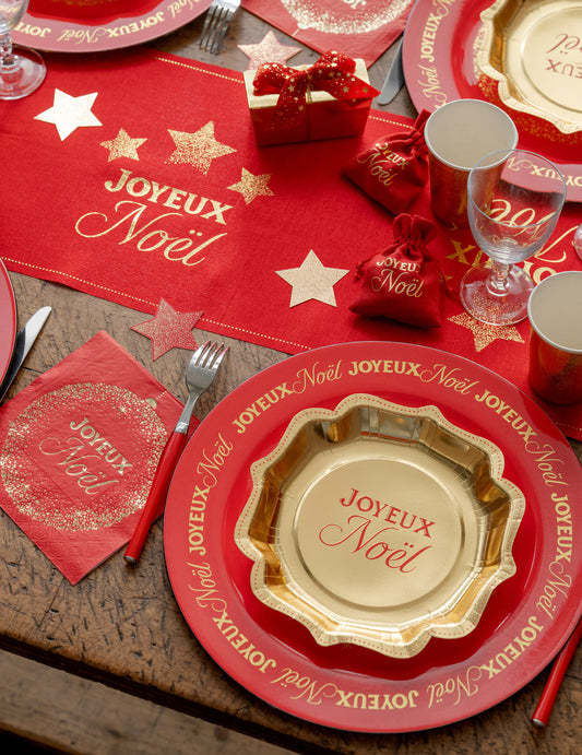 Roter Platzteller Glitzerndes Weihnachten 33 cm