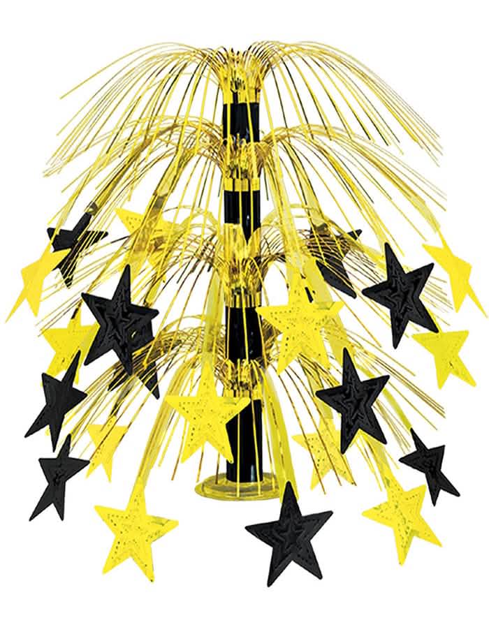 Tischdekoration mit Sternen für die Party Schwarz und Gold