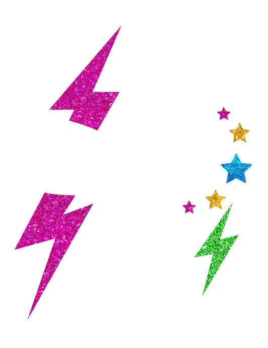 Stickers pour visage éclairs à paillettes multicolores