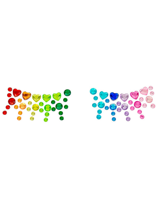 Selbstklebende Regenbogen-Herz-Strasssteine