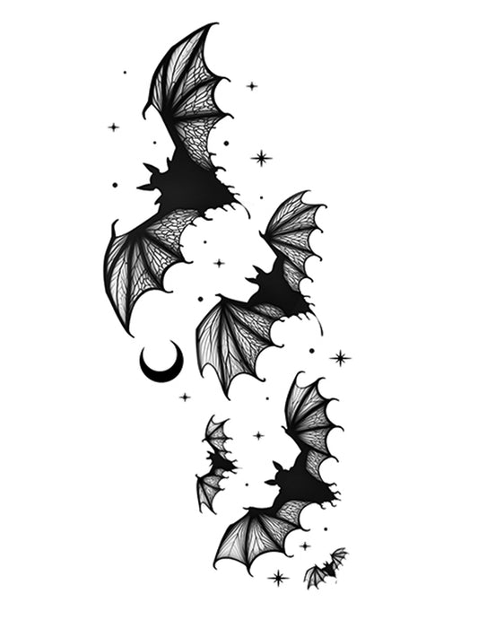 Fledermaus Klebetattoos für Erwachsene 9x14 cm