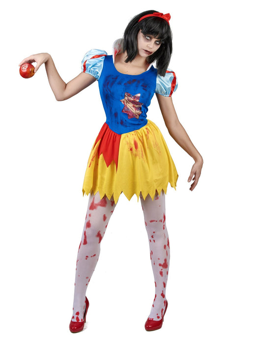 Zombiehaftes Prinzessinnen-Kostüm Märchen Halloween-Set 5-teilig blau-gelb