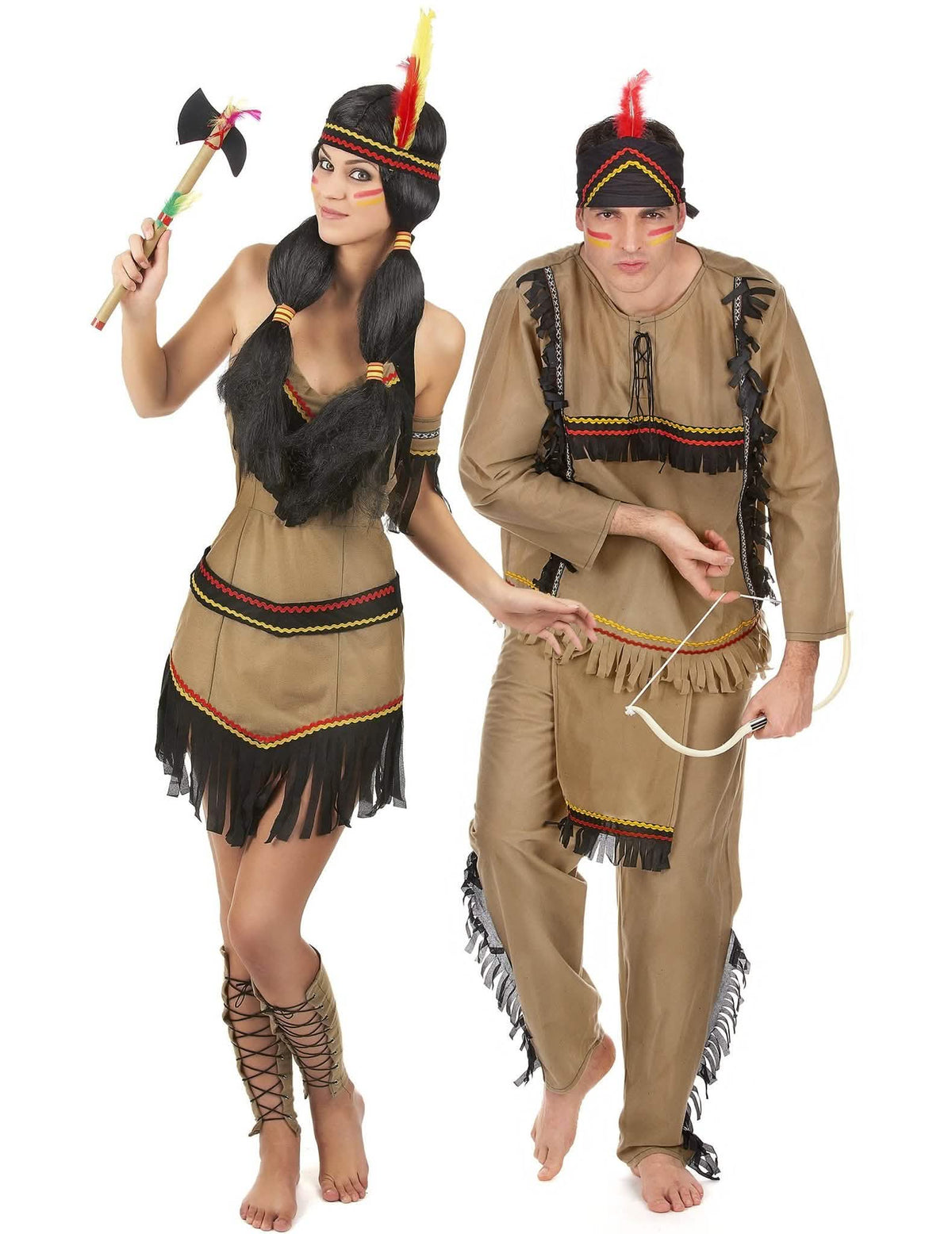 Indianer-Paarkostüm für Damen und Herren braun