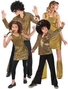 Disco 70er-Jahre Partner- und Familienkostüme für Fasching