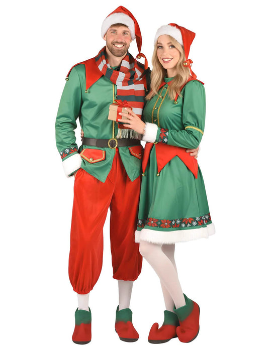 Luxus-Weihnachtselfen-Paarkostüm für Erwachsene