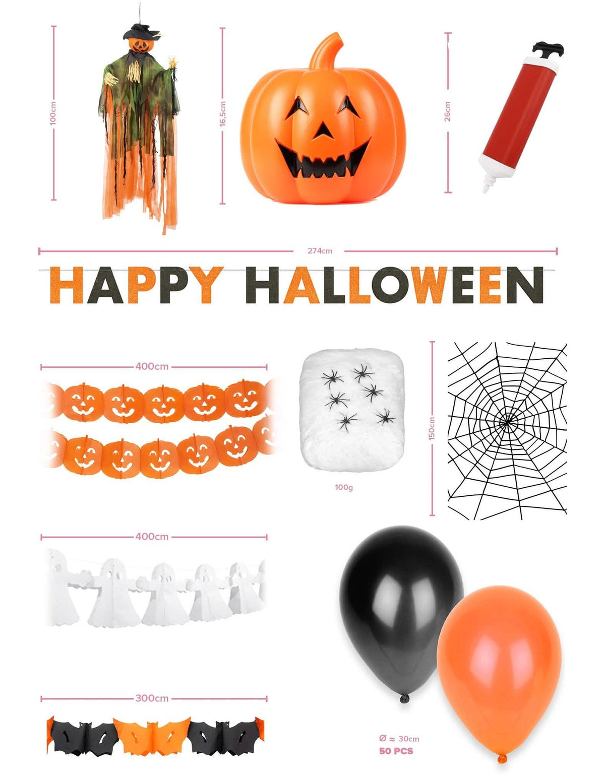Dekoset Halloween orange schwarz
