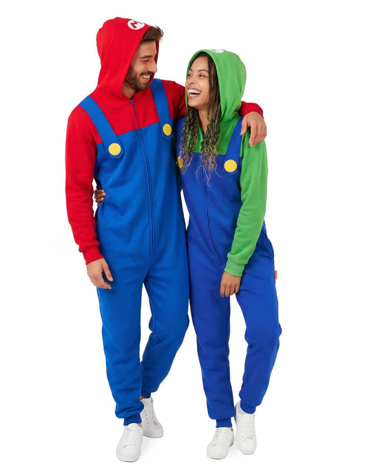 Mario und Luigi Partnerkostüm Overall für Erwachsene