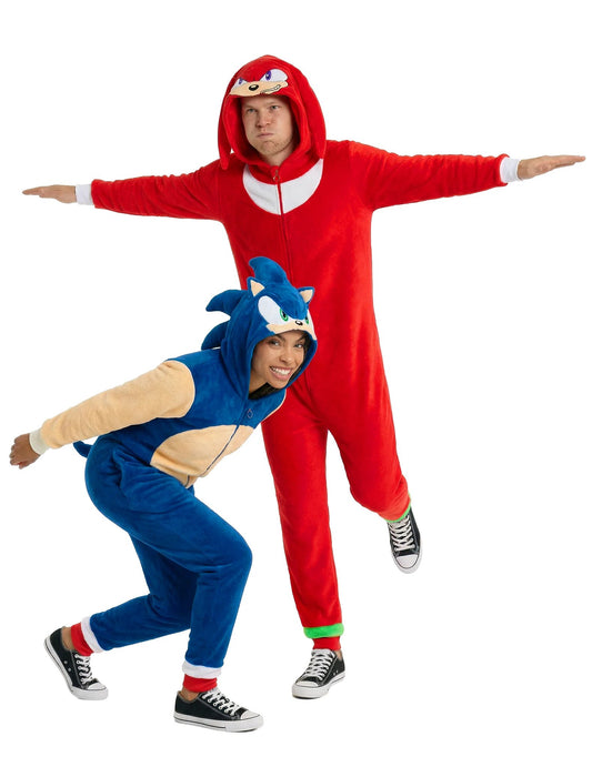 Sonic und Knuckles™ Paarkostüm Overalls für Erwachsene