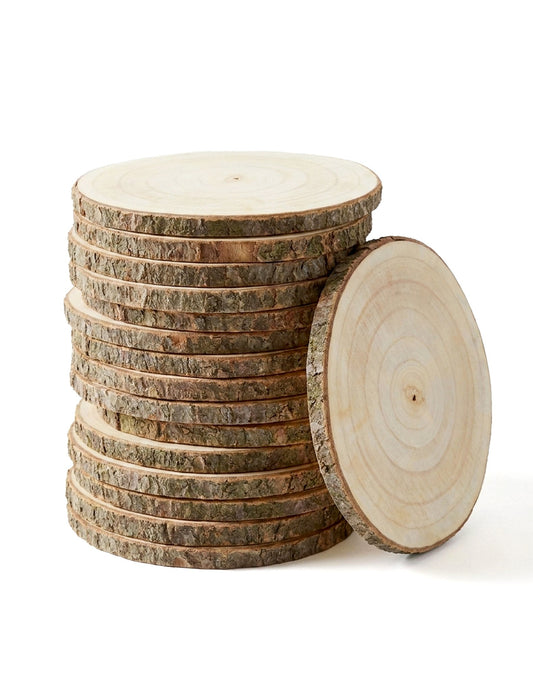 12 natürliche Holzscheiben 28 bis 33 cm