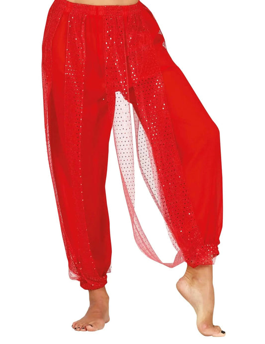Komplettes orientalisches Tänzerinnenkostüm rot und schwarz für Damen
