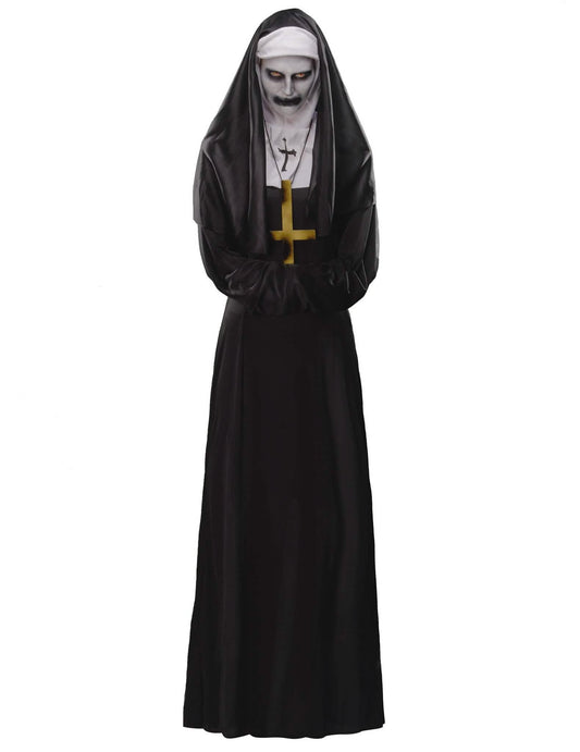 Verfluchte-Nonne Halloween-Damenkostüm-Set schwarz-weiss