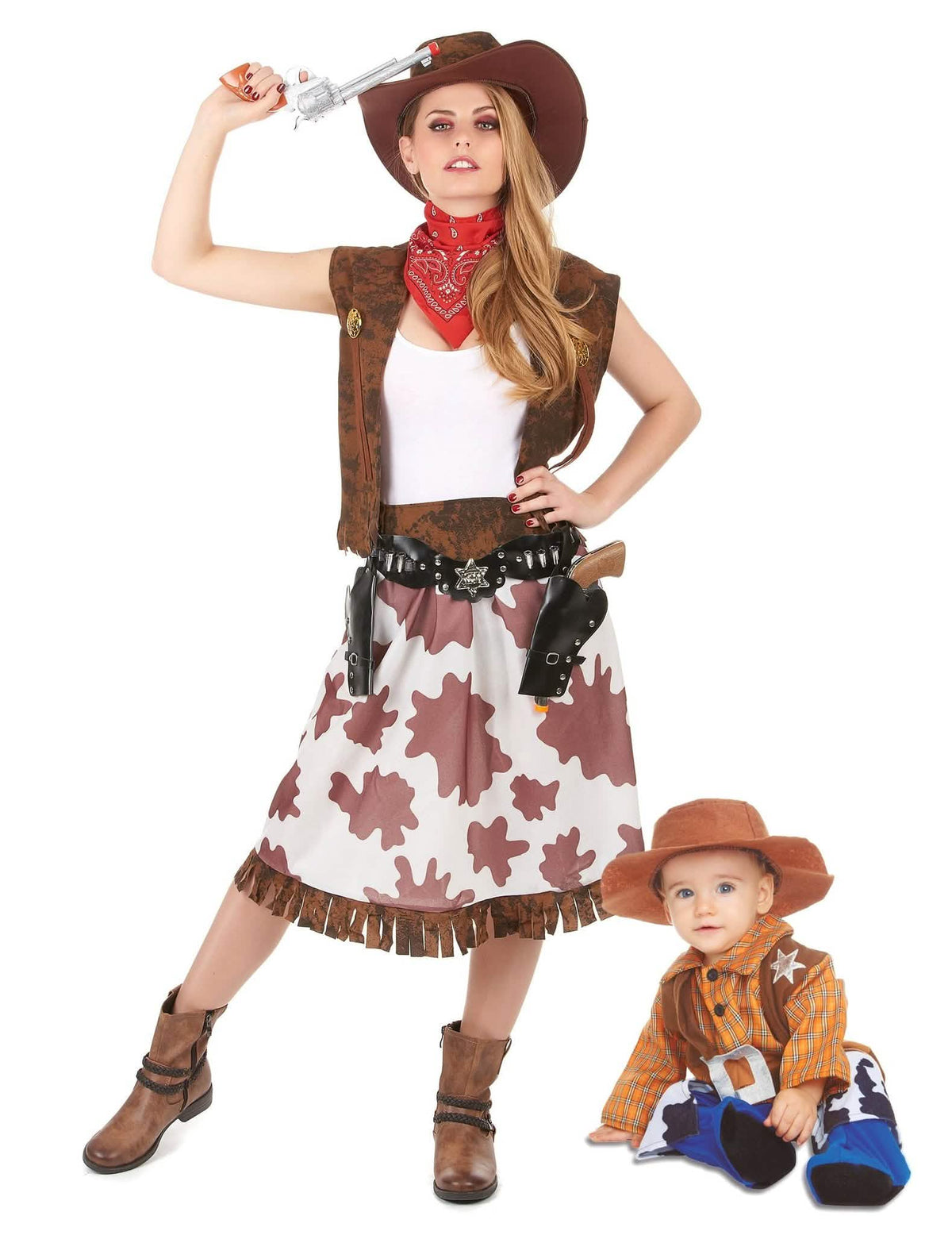 Déguisement duo de cowboy mère et fils