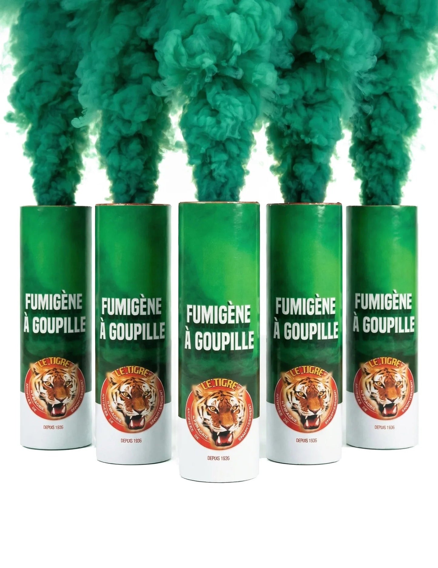 Lot 5 Fumigènes à goupille verts 1 min