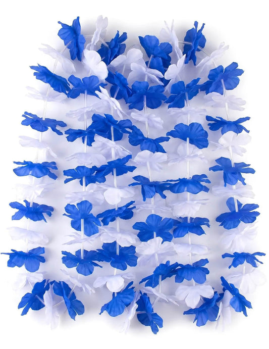 12 Hawaii-Halsketten in Blau und Weiß