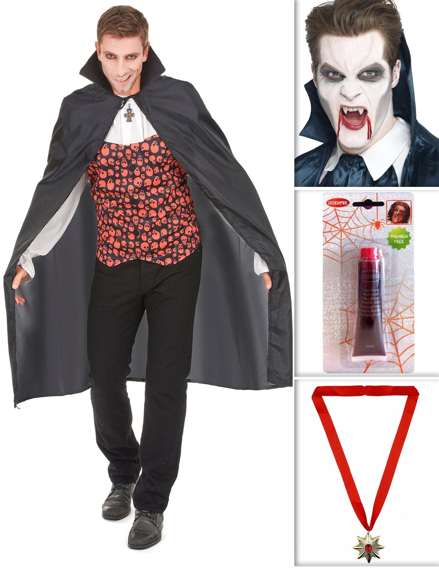 Vampir Kostüm-Set für Halloween bunt