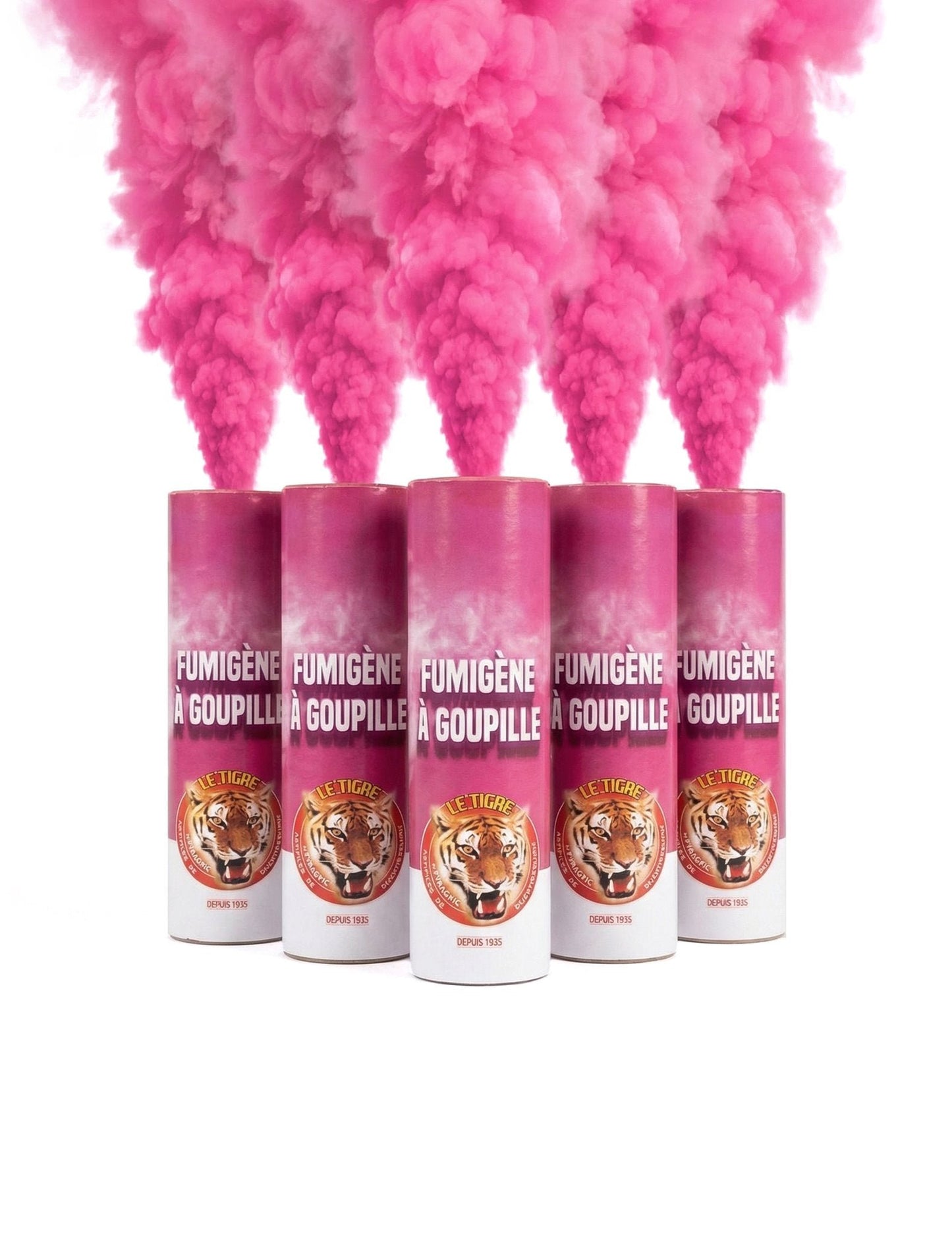 Lot 5 Fumigènes à goupille roses 1 min