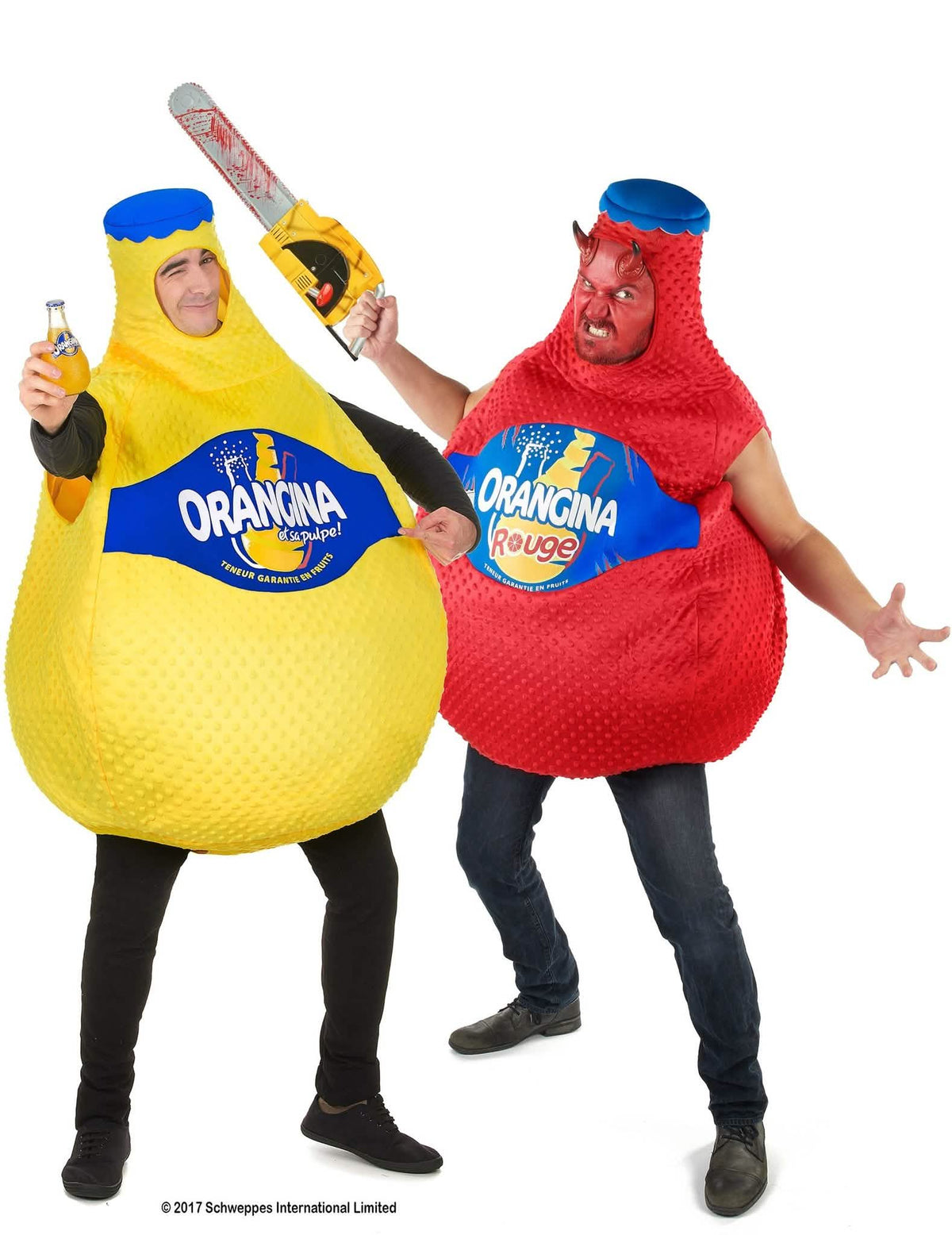 Orangina™ Paarkostüm für Erwachsene gelb-rot