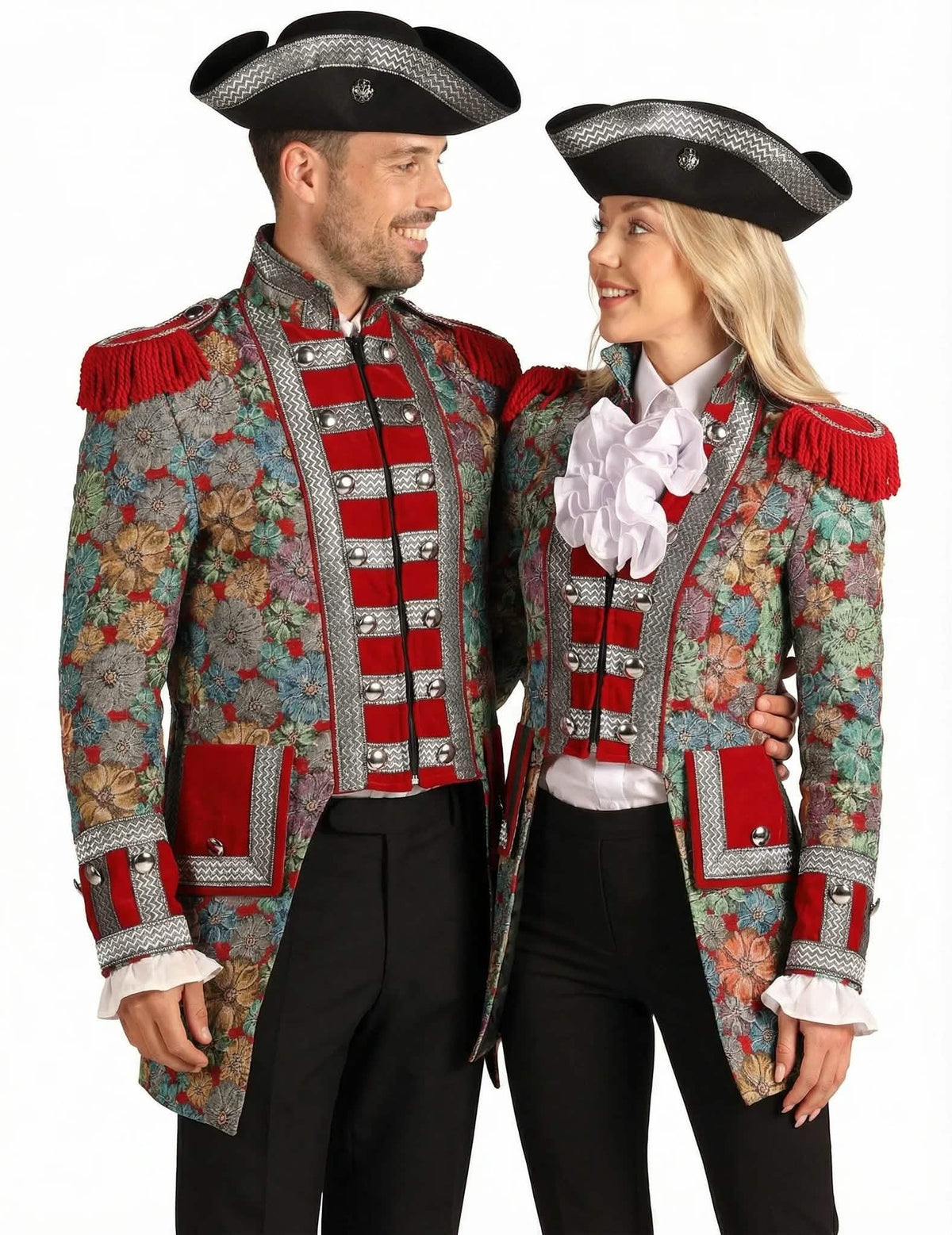 Hochwertiges Partnerkostüm Jacke mit Blumenmuster für Erwachsene