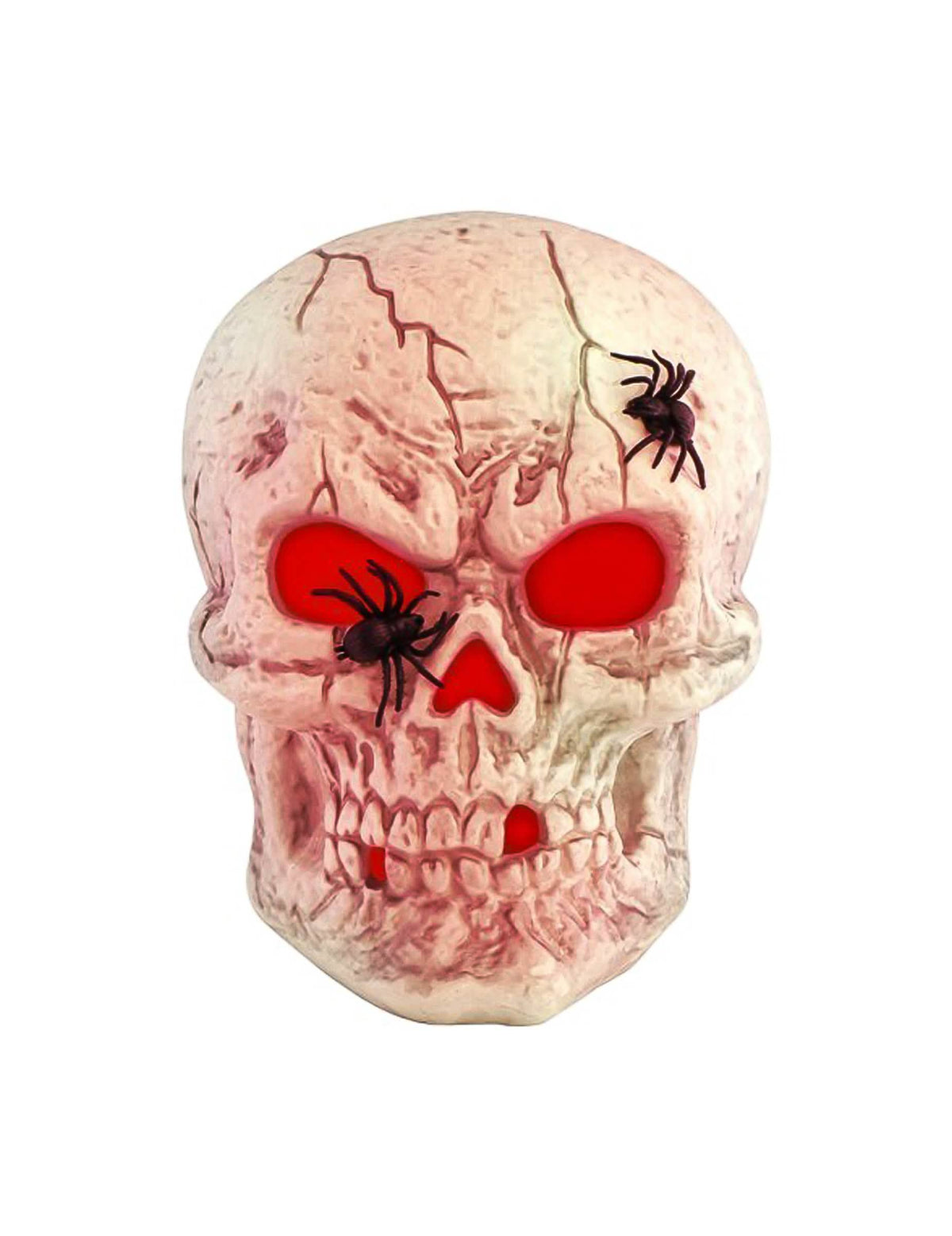 Halloween Deko-Totenkopf Kunststoff mit roten LEDs 23x25x33 cm