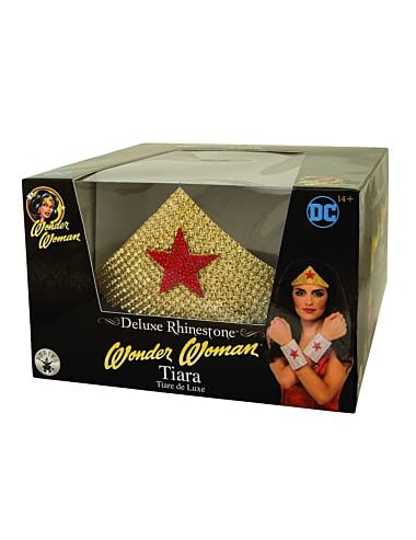 Tiare deluxe strass Wonder Woman pour femme dorée avec étoile rouge