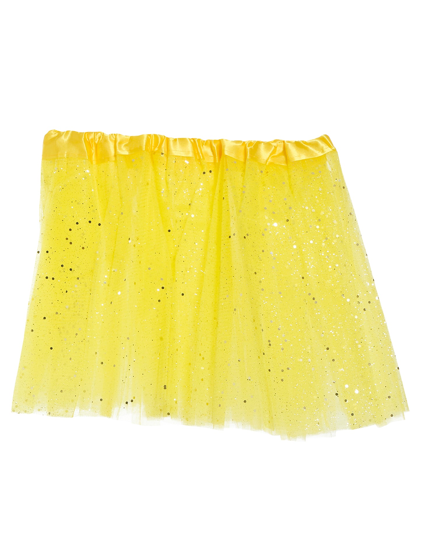 Vue de face du tutu à paillettes pour fille jaune