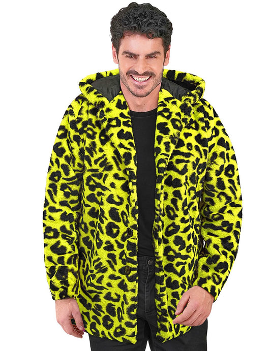 Gelbe Leoparden-Kapuzenjacke für Erwachsene