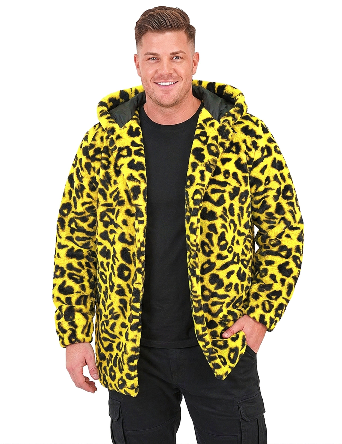 Gelbe Leoparden-Kapuzenjacke für Erwachsene