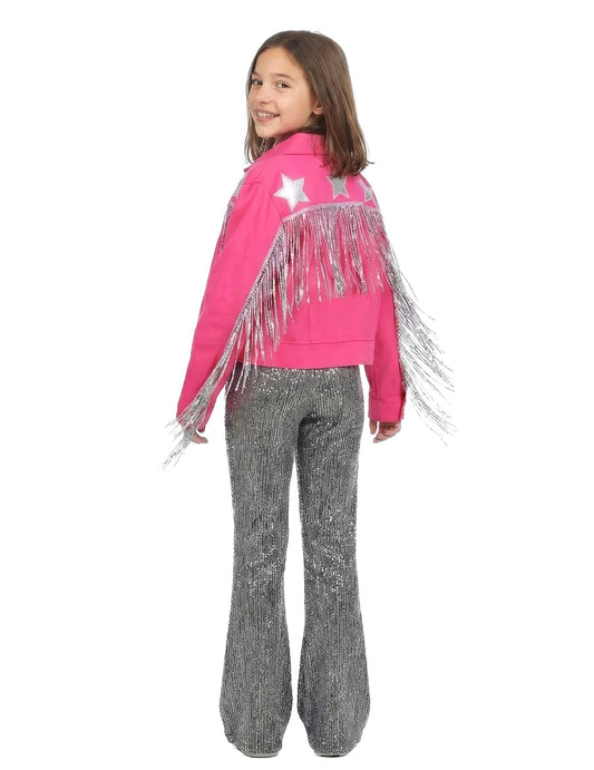 Western-Jacke mit Fransen für Kinder rosa