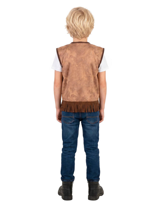 Cowboy-Weste für Kinder Western-Zubehör braun-weiss
