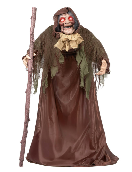 Bâton de marche de la vieille sorcière animée pour Halloween