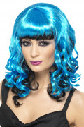 Blau-schwarze Engelsperücke für Frauen zu Halloween