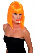 Orange, halblange Pagenkopfperücke für Frauen