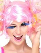 Falsche, blaue Wimpern mit Federn