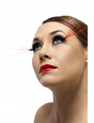 Falsche, schwarze Wimpern mit gro�en, roten Federn