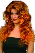 Glamouröse Perücke mit orangenen Strähnchen Locken für Damen