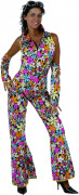 Hippie-Kostüm mit Blumenmotiven für Damen