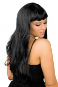 schwarze Langhaar-Per�cke f�r Damen