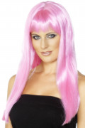 Damen-Perücke mit langem Haar pink