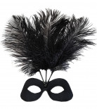 Schwarze Halbmaske mit Feder