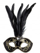 Schwarz-goldenen Halbmaske mit Federn