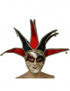Venezianische Maske in Rot und Schwarz f�r Erwachsene