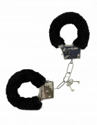 Schwarze Handschellen mit Fell