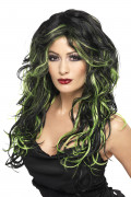 Gothische Perücke mit grünen Strähnen