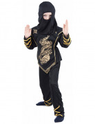 Ninjakostüm schwarz und gold für Jungen