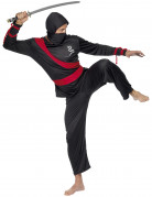 Ninjakostüm schwarz und rot für Herren