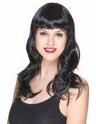 Schwarze Langhaar-Perücke für Damen