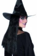 Schwarze Hexenperücke für Frauen zu Halloween