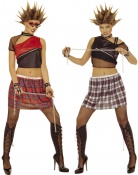 Schwarz oder rotes Punk-Kost�m f�r Damen