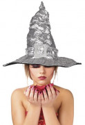 Hexenhut Halloween silberfarben für Erwachsene