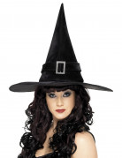 Schwarzer Halloween-Hexenhut für Erwachsene
